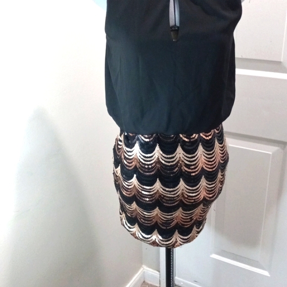 Charlotte Russe Sz XS, Black midi Dress with Sequin Skirt - Picture 4 of 4